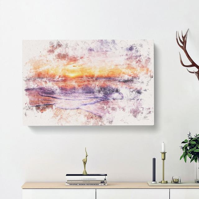 Sunset Upon The Beach In Denmark Watercolour - Wrapped Canvas Print East Urban Home Size: 40cm H x 60cm W x 3cm D on Productcaster.