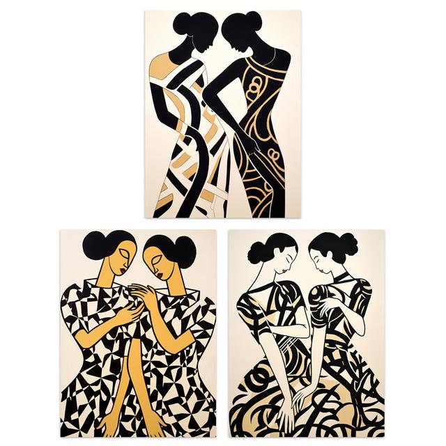 Women Together Matisse Style Abstract Figures - 3 Piece No Frame Print Set Latitude Vive Size: 29.7cm H x 21cm W x 0.4cm D on Productcaster.