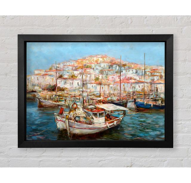 Italian Fishing Village - Print Longshore Tides Size: 21cm H x 29.7cm W x 3cm D, Format: Black Framed Wood on Productcaster.