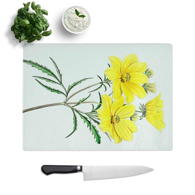 Tempered Glass Yellow Tickseed Flowers Cutting Board East Urban Home Size: 28.5 cm W x 20 cm L on Productcaster.