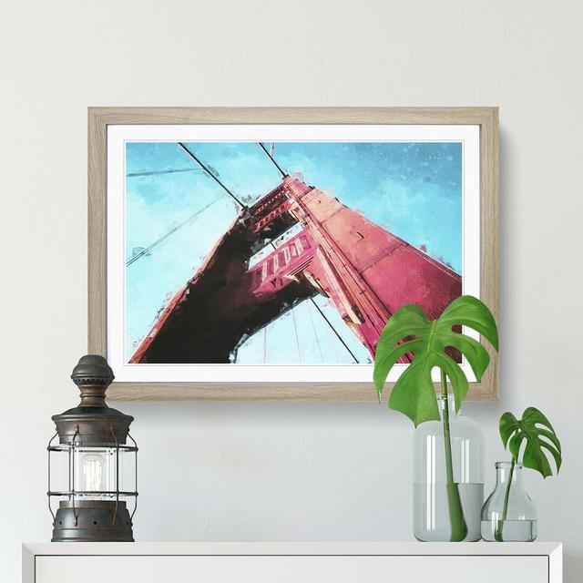 View of the Golden Gate Bridge in San Francisco - Picture Frame Graphic Art Print East Urban Home Frame Option: Oak, Size: 40cm H x 60cm W x 2cm D on Productcaster.