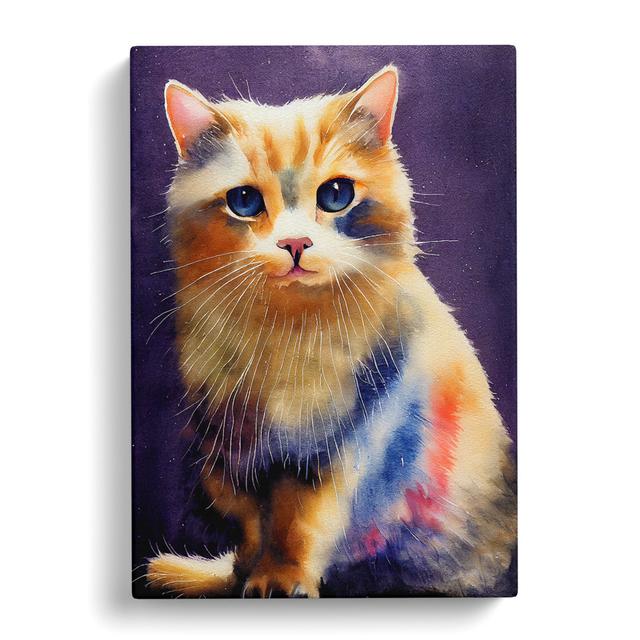 Watercolour Cat No.2 - Wrapped Canvas Graphic Art Marlow Home Co. Size: 60cm H x 40cm W x 3cm D on Productcaster.