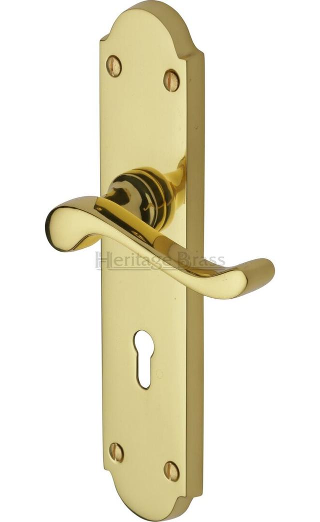 Savoy Lock Door Handle (Set of 2) Heritage Brass Finish: Polished Brass on Productcaster.