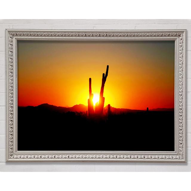 Red Cactus Sunrise - Single Picture Frame Art Prints Bright Star Size: 100cm H x 141.4cm W x 3cm D on Productcaster.