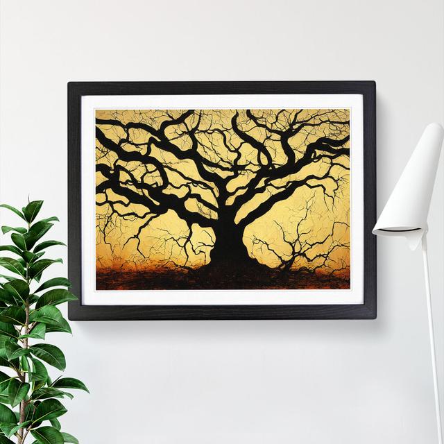 Handsome Oak Tree - Single Picture Frame Painting Marlow Home Co. Frame Colour: Black, Size: 25cm H x 34cm W x 2cm D on Productcaster.