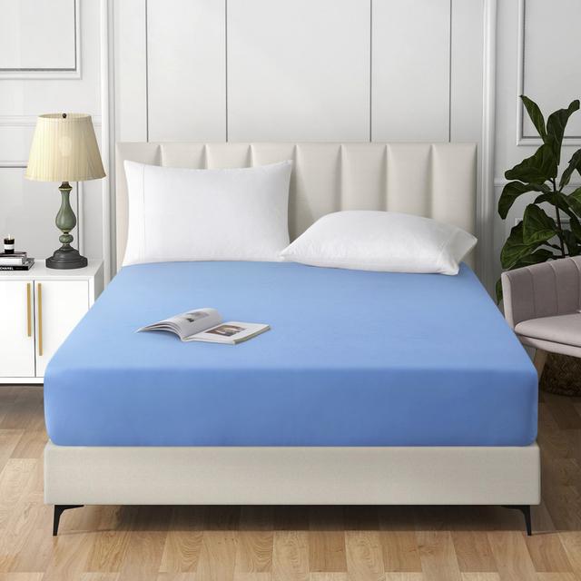 Breannah Microfiber Brushed Fitted Sheet Ebern Designs Size: Super King (6'), Colour: Sky Blue on Productcaster.