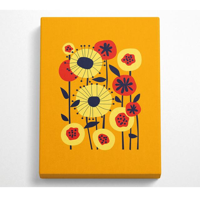 Flowers Yellow And Orange Boho - Wrapped Canvas Art Prints Bright Star Size: 81.3cm H x 50.8cm W x 10cm D on Productcaster.