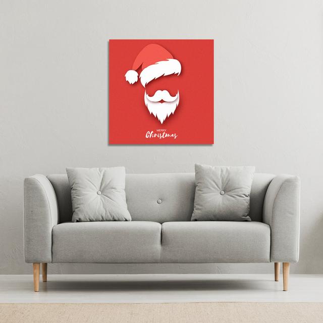 Santa Claus Hat and Beard - Wrapped Canvas Art Prints The Seasonal Aisle Size: 46cm H x 46cm W on Productcaster.