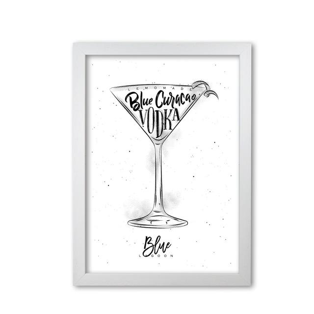 'Blue Lagoon Cocktail' Graphic Art East Urban Home Format: White Grain Frame, Size: 60 cm H x 42 cm W x 5 cm D on Productcaster.