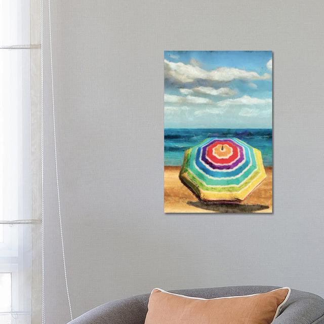 Beach Umbrella I by Alonzo Saunders - Wrapped Canvas Painting House of Hampton Size: 66.04cm H x 45.72cm W x 3.81cm D on Productcaster.