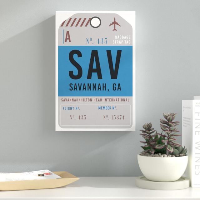 Savannah Luggage Tag - Typography Print East Urban Home Size: 114cm H x 76cm W x 4cm D, Format: Wrapped Canvas on Productcaster.