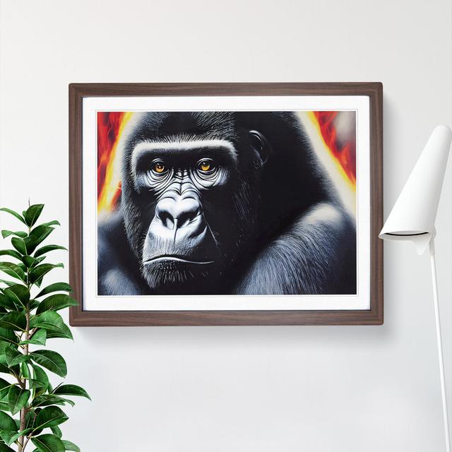 XH1022-9456X Unique Gorilla - Single Picture Frame Print World Menagerie Frame Colour: Walnut, Size: 34cm H x 46cm W x 2cm D on Productcaster.