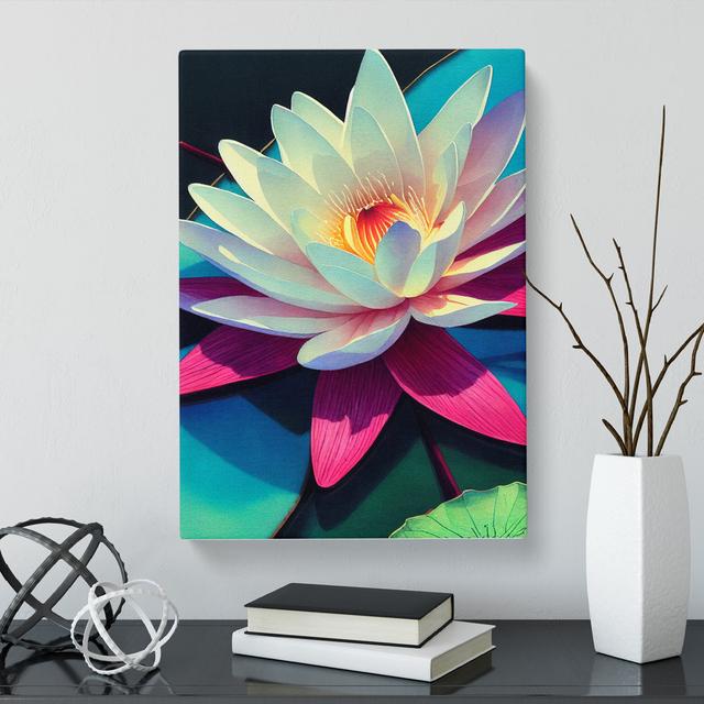 CAN-V0523-2794X Watercolour Water Lily Flower - Wrapped Canvas Print Marlow Home Co. Size: 76cm H x 50cm W on Productcaster.