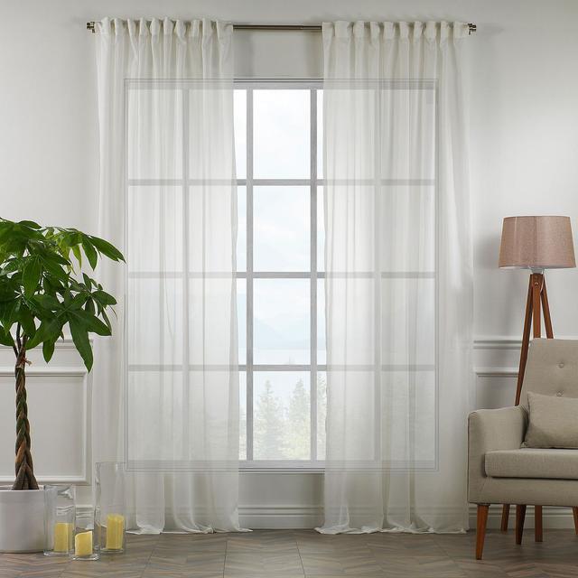 Extra Long & Extra Wide Chiffon Faux Silk Crep Curtain Panels (Set of 2) Lilijan Home & Curtain Curtain Colour: Ivory, Panel Size: 280cm Width x 400cm on Productcaster.