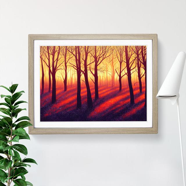 Striking Forest Sunset Vol.5 - Picture Frame Graphic Art Alpen Home Frame Colour: Oak, Size: 34cm H x 46cm W x 2cm D on Productcaster.