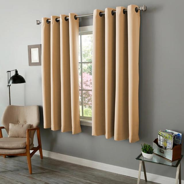 Cariya Small Window Eyelet Blackout Thermal Curtains 17 Stories Colour: Beige on Productcaster.