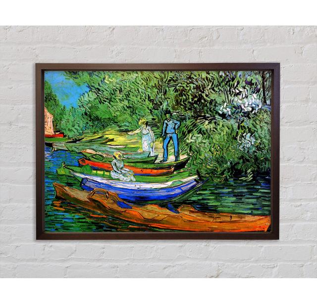 Bank Of The Oise At Auvers - Single Picture Frame Print Rosalind Wheeler Size: 84.1cm H x 118.9cm W x 3.3cm D, Format: Walnut Framed Canvas on Productcaster.