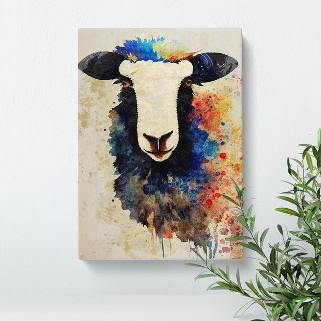 Watercolour Sheep No.5 - Wrapped Canvas Graphic Art Brambly Cottage Size: 76cm H x 50cm W x 3cm D on Productcaster.