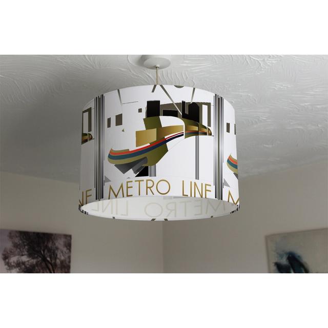 Metro Line Cotton Drum Lamp Shade Corrigan Studio Size: 25cm H x 40cm W x 40cm D on Productcaster.