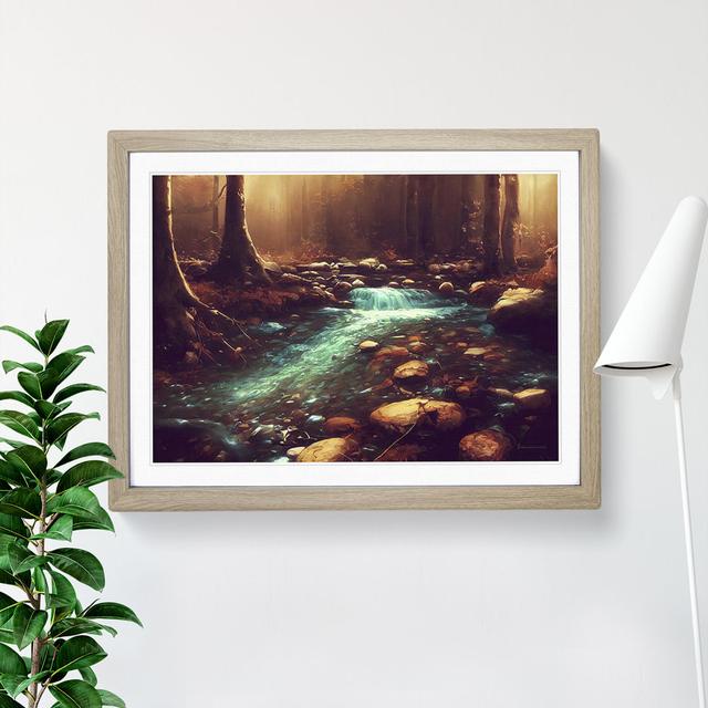 Awesome Forest Stream - Single Picture Frame Print Alpen Home Frame Colour: Oak, Size: 46cm H x 64cm W x 2cm D on Productcaster.