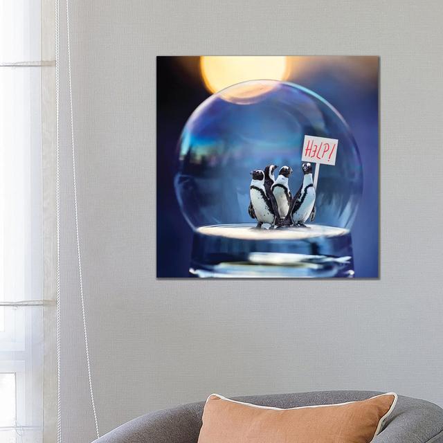 Penguins Help by Karen Burke - Wrapped Canvas Graphic Art Happy Larry Size: 66.04cm H x 66.04cm W x 1.91cm D on Productcaster.