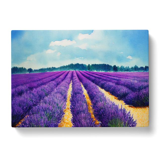 Lavender Field Watercolour Vol.4 - Wrapped Canvas Print Lily Manor Size: 40cm H x 60cm W x 3cm D on Productcaster.