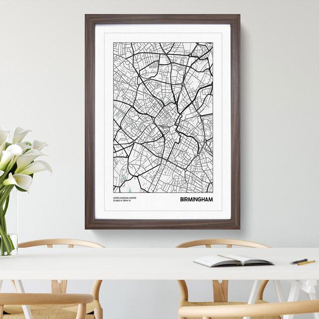 Map Birmingham UK - Picture Frame Graphic Art on MDF East Urban Home Size: 48cm H x 36cm W x 2cm D, Frame Option: Walnut Framed on Productcaster.