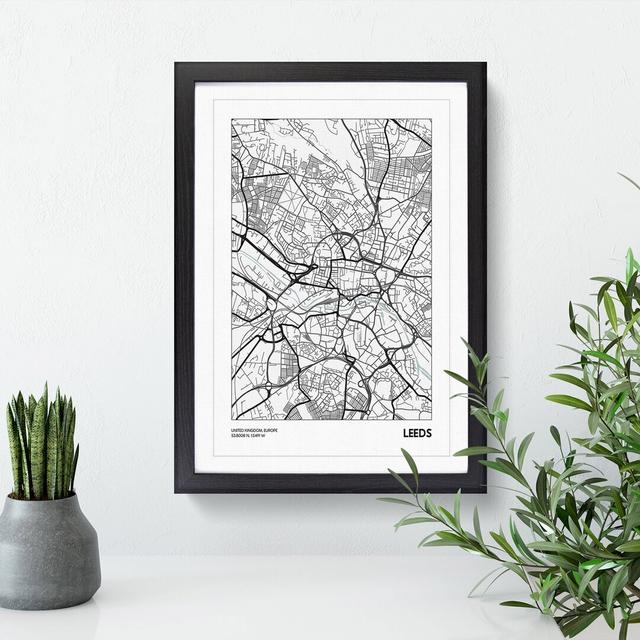 Map Leeds UK - Picture Frame Graphic Art East Urban Home Size: 65cm H x 48cm W x 2cm D, Frame Option: Black on Productcaster.