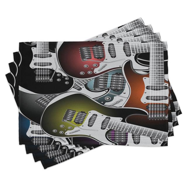 Place Mats Set of 4, Colorful Guitars, Multicolor (Set of 4) East Urban Home on Productcaster.