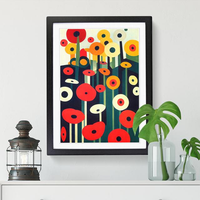 Rensel Poppy Flower Retro Vol.2 - Wrapped Canvas Print Marlow Home Co. Size: 64cm H x 46cm W x 2cm D, Frame Option: Oak on Productcaster.