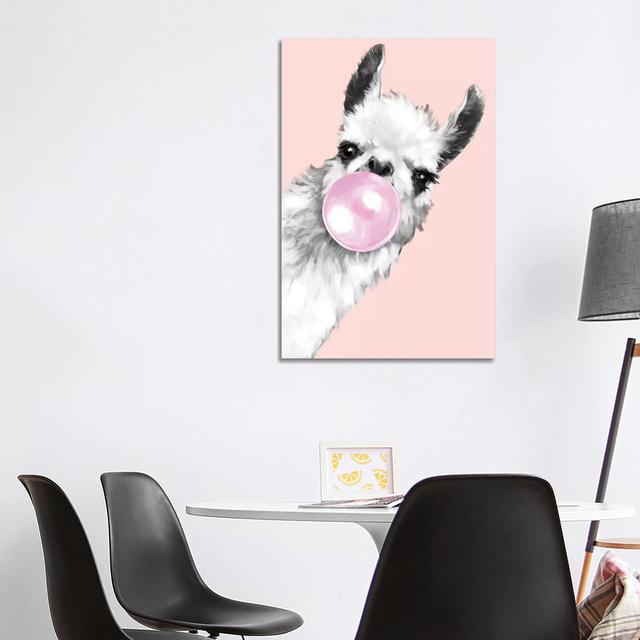 Sneaky Llama Blowing Bubble Gum by Big Nose Work - Graphic Art Print on Canvas Happy Larry Size: 101.6cm H x 66.04cm W x 3.81cm D, Format: Brown Float on Productcaster.