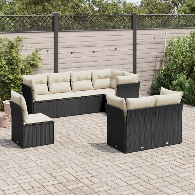 Aleksey 234 cm Breite Outdoor ModernMoments Farbe des Kissens: Beige, Rahmenfarbe: Schwarz on Productcaster.