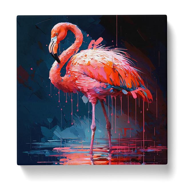 Flamingo Palette Knife Painting No.1 - Print Bay Isle Home Size: 50cm H x 50cm W x 3cm D on Productcaster.