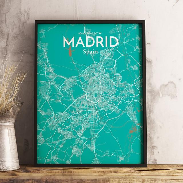 Madrid City Map - No Frame Print East Urban Home Size: 61cm H x 45.7cm W x 0.1cm D on Productcaster.