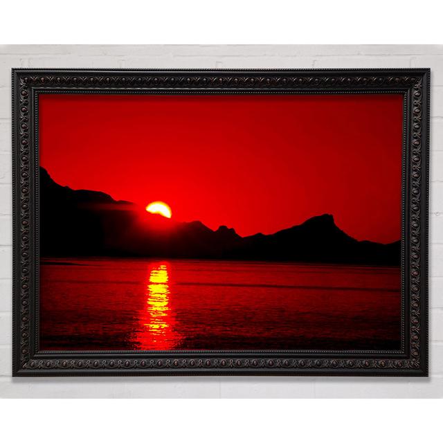 Vibrant Red Ocean Sunset Framed Print Highland Dunes Size: 29.1cm H x 42cm W on Productcaster.