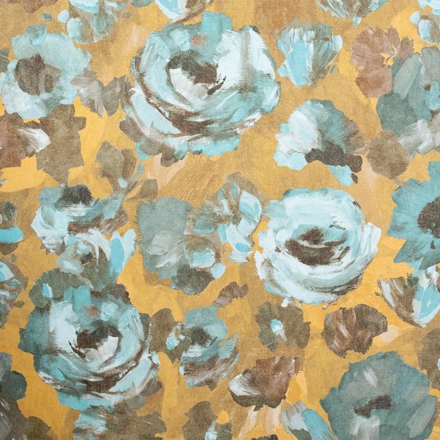 Thaler Large Paeonia Shimmery Flowers 8.5M X 70Cm Wallpaper Roll Marlow Home Co. Colour: Blue/Gold on Productcaster.