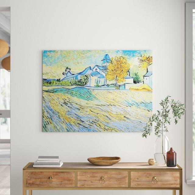 'View of the Church of Saint-Paul-De-Mausole' by Vincent Van Gogh Painting Print East Urban Home Size: 90cm H x 120cm W x 1.8cm D on Productcaster.