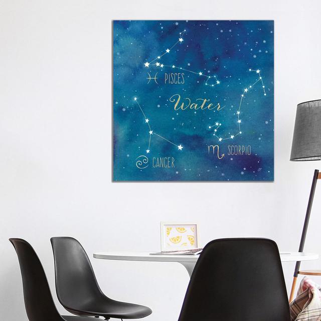 Star Sign Water by Cynthia Coulter - Wrapped Canvas Painting Latitude Run Size: 93.98cm H x 93.98cm W x 1.91cm D on Productcaster.