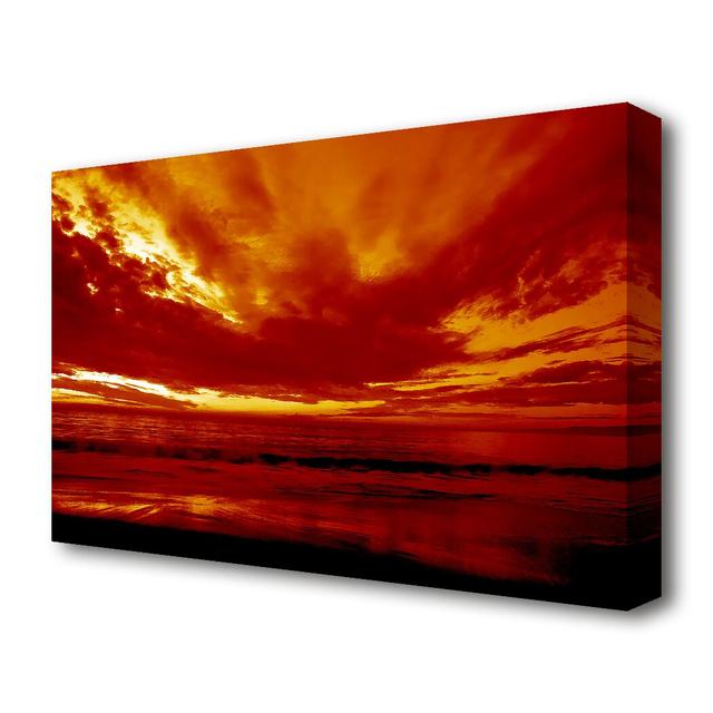 Vibrant Red Skys Sunset - Wrapped Canvas Photograph Print East Urban Home Size: 101.6 cm H x 142.2 cm W on Productcaster.