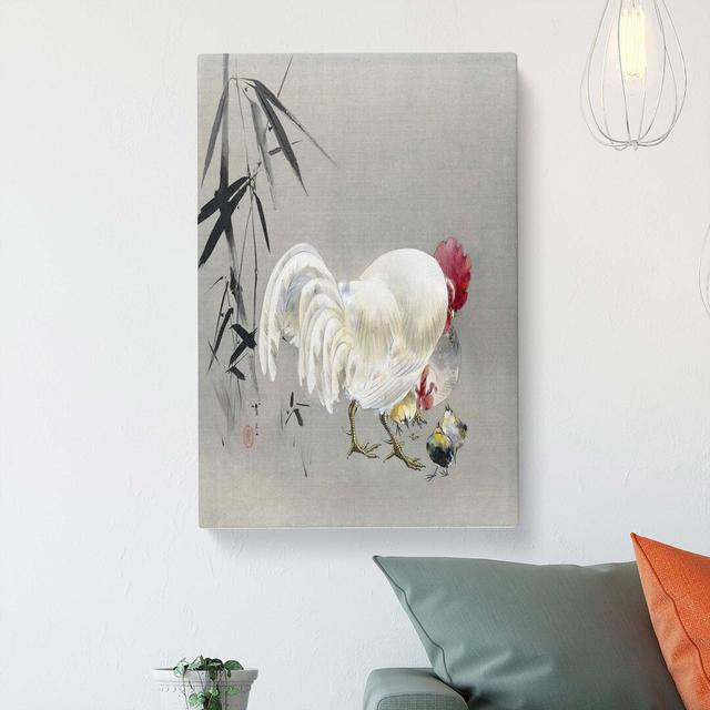 Rooster And Hen With Chicks by Watanabe Seitei - Wrapped Canvas Print East Urban Home Size: 50cm H x 35cm W x 3cm D on Productcaster.