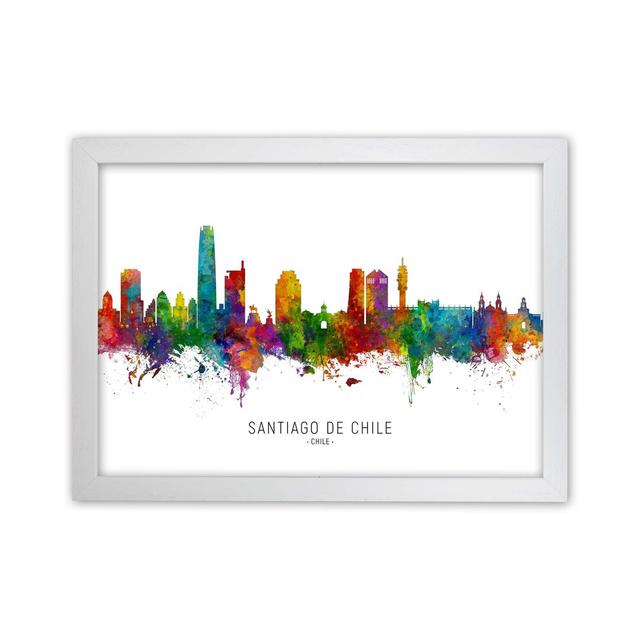 Santiago de Chile Skyline by Michael Tompsett - Graphic Art Latitude Run Format: White Framed, Size: 25cm H x 34cm W x 3cm D on Productcaster.