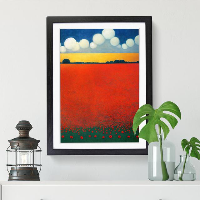 Contemporary Poppy Flower Field Vol.4 - Single Picture Frame Graphic Art Marlow Home Co. Format: Beige Framed, Size: 34cm H x 25cm W on Productcaster.