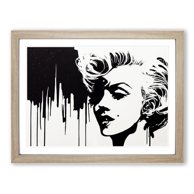 Marilyn Monroe Drip - Picture Frame Painting Marlow Home Co. Size: 34cm H x 46cm W x 2cm D, Frame Colour: Oak on Productcaster.