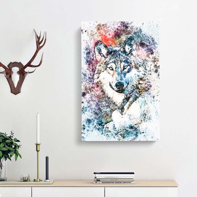 Wolf in Abstract - Wrapped Canvas Painting Print East Urban Home Size: 91cm H x 60cm W x 3cm D on Productcaster.