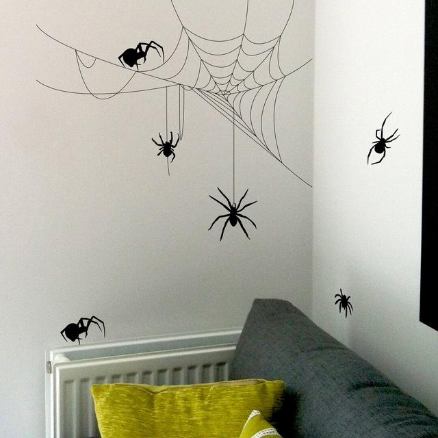 Spider & Cobwebs Wall Sticker East Urban Home Colour: Silver on Productcaster.