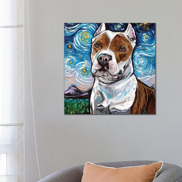 Pitbull Night II by Aja Trier - Wrapped Canvas Print Rosalind Wheeler Size: 66.04cm H x 66.04cm W x 3.81cm D on Productcaster.