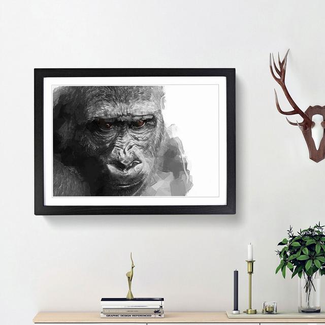 Gorilla with Brown Eyes in Abstract - Picture Frame Graphic Art Print East Urban Home Size: 36cm H x 48cm W x 2cm D, Frame Option: Black Framed on Productcaster.