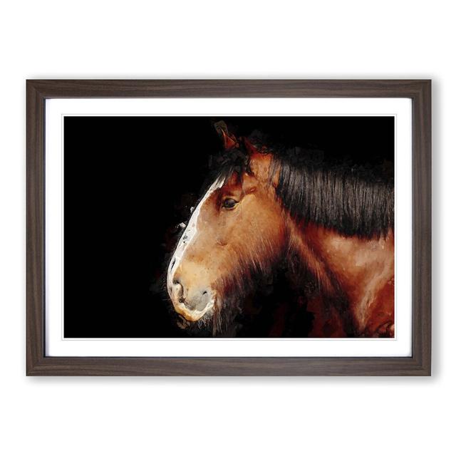 Brown Shire Horse in Abstract - Picture Frame Graphic Art Print on MDF East Urban Home Size: 36cm H x 48cm W x 2cm D, Frame Option: Walnut Framed on Productcaster.