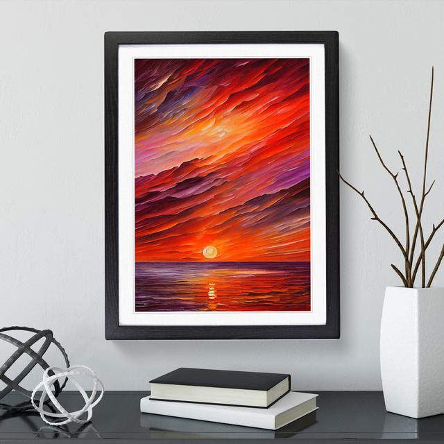 Ocean Sunset View No.7 House of Hampton Size: 64cm H x 46cm W x 2cm D, Frame Colour: Black on Productcaster.