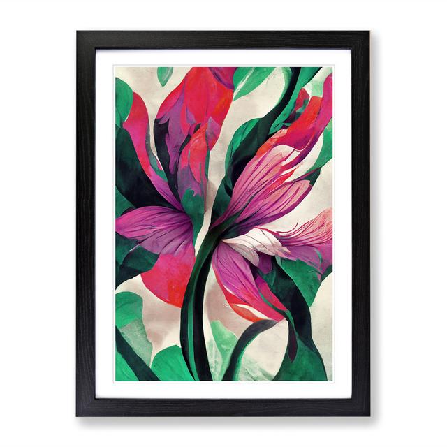 Colourful Abstract Floral No.3 - Picture Frame Painting Marlow Home Co. Size: 34cm H x 25cm W x 2cm D, Frame Colour: Black on Productcaster.